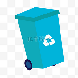 创意篮子图片_垃圾桶可回收蓝色立体图片
