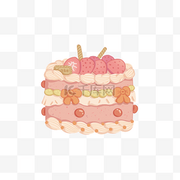 草莓蛋糕素材图片_春天甜甜奶油草莓蛋糕