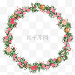 圣诞圣诞节粉色复古花环