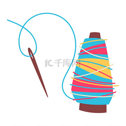 缝纫手工图片_缝纫线刺绣项目的插图。