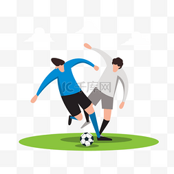 体育动作图片_两个足球球员运动比赛插画