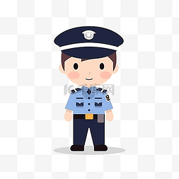 警察提醒不要打架图片_穿着制服的警察卡通图