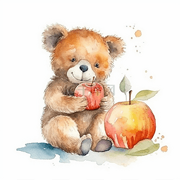 正在吃苹果的小熊