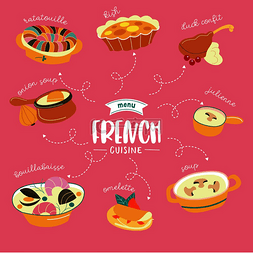 法国菜，不同的菜肴。