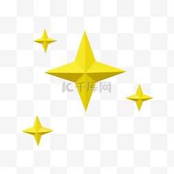 黄色星星图片_3DC4D立体黄色星星