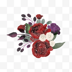 矢量花卉背景图片_玫瑰水彩勃艮第婚礼花卉花朵