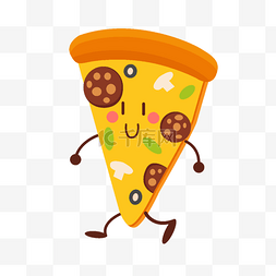 披萨牛排意面图片_卡通快餐拟人可爱披萨插画