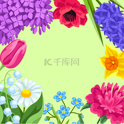 现实的我图片_背景与春天的花朵。