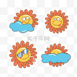 卡通可爱戴太阳镜的太阳表情插画