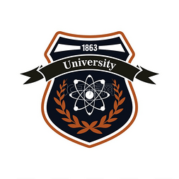 大学复古标志纹章盾牌形状带有核