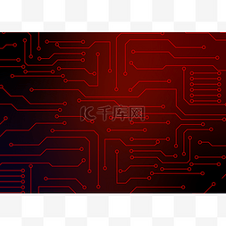 电路板炫光背景图片_红色科技电路图纹理