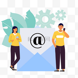 邮件插画图片_email邮件传递手机读取插画