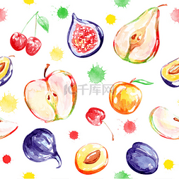 苹果一半图片_水彩画画水果