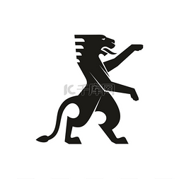 龙剪影矢量图片_狮子或飞马座动物的独立纹章符号