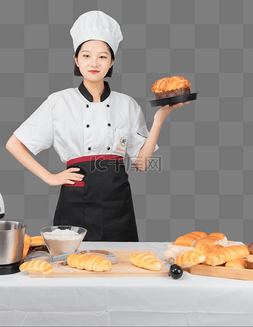 女孩白天面包室内烘培师