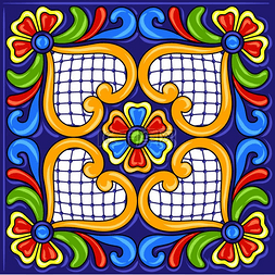 墨西哥塔拉维拉瓷砖图案传统装饰