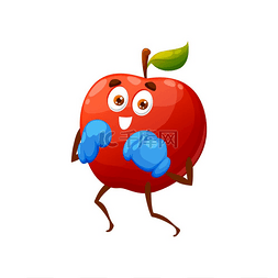 穿孔长箭图片_红苹果戴着拳击手套做拳击运动，