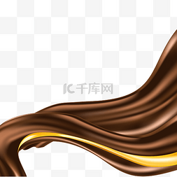 巧克力丝绸波浪边框金棕色