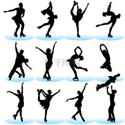 professional图片_Figure Skating Silhouettes Set