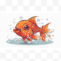 可爱彩色卡通鱼图片_手绘彩色吐泡泡的鱼动物