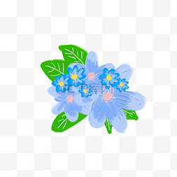 小清新油画棒水粉蓝色花卉花朵