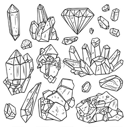 手绘晶体和矿物质