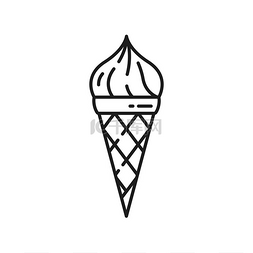 华夫饼格纹图片_华夫饼蛋筒中的软冰淇淋独立轮廓