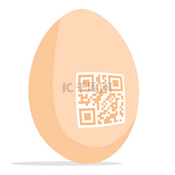 二维码图片_带有二维码的褐色鸡蛋的卡通插图