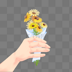 手势花朵图片_春天植物手握小雏菊花朵小花手势
