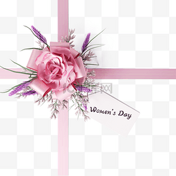 粉色花朵三八妇女节祝福标签
