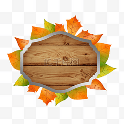 秋天木板背景图片_时尚秋季树叶木板边框