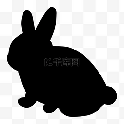 兔子剪影图片_兔子剪影可爱坐着的兔子