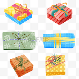 圣诞节礼物水彩盒子包装