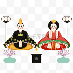 日本文化祭图片_彩色可爱日本女儿节节日玩偶