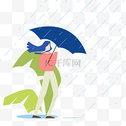 狂风暴雨矢量图片_暴雨雨中女孩