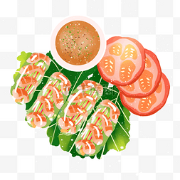 春卷酱图片_蔬菜番茄虾子海鲜美食越南春卷