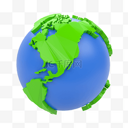 地球分布平面图图片_3D立体C4D蓝色地球星球