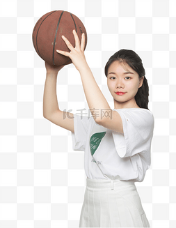 美女运动员篮球打球加油投篮