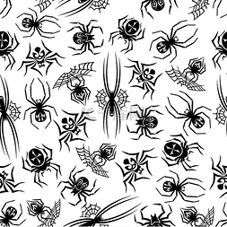 蜘蛛网蜘蛛图片_黑蜘蛛无缝背景。