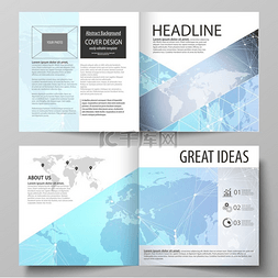企业简约背景图片_方形设计双折小册子、杂志、传单