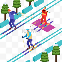 冬季滑雪运动雪山滑雪