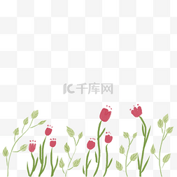 手植物植物花卉图片_手绘文艺郁金香花丛清新水彩风花