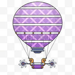 别致花纹图片_热气球蒸汽朋克卡通紫色