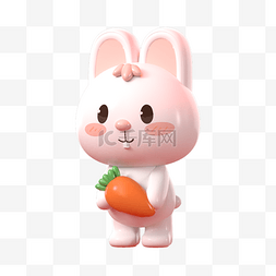 3DC4D立体兔子手拿胡萝卜
