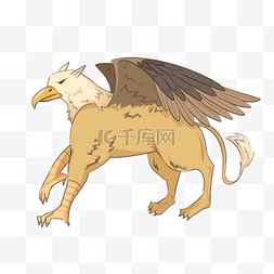 低多边形图标图片_狮鹫希腊神话黄色动物