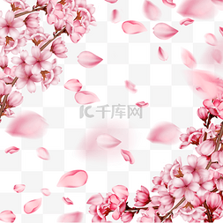 日本春季光效粉色樱花花瓣飘落