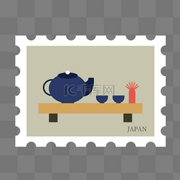 抹茶褐色日本邮票