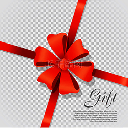 礼品包装带图片_透明背景上的卡片矢量插图，带红