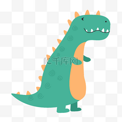 小恐龙破壳图片_卡通可爱绿色短腿恐龙插画