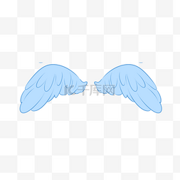 蓝色水彩卡通漂亮羽毛天使翅膀剪